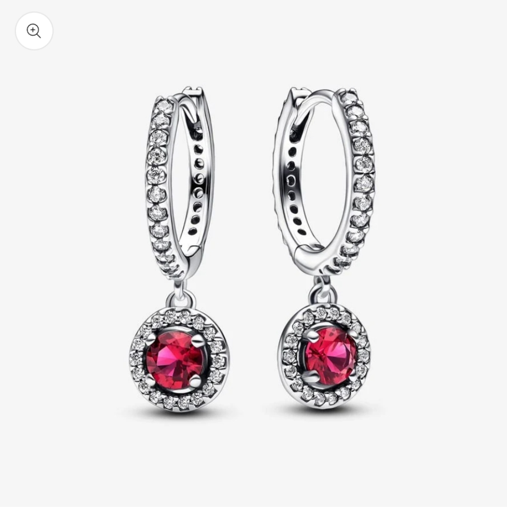 Pandora Red Round Sparkling Hoop Earrings